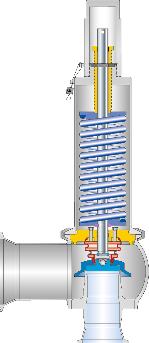 Lector Clean Service Seguridad de la válvula Tipo 488 Vista seccional