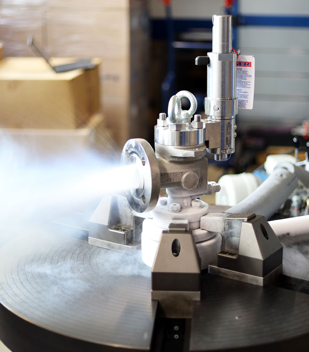 LESER válvula de segurança  Teste de função criogénica